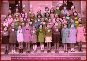 ECOLE JEAN MACE FILLES 1939 COURS SUPERIEUR MME NOVO